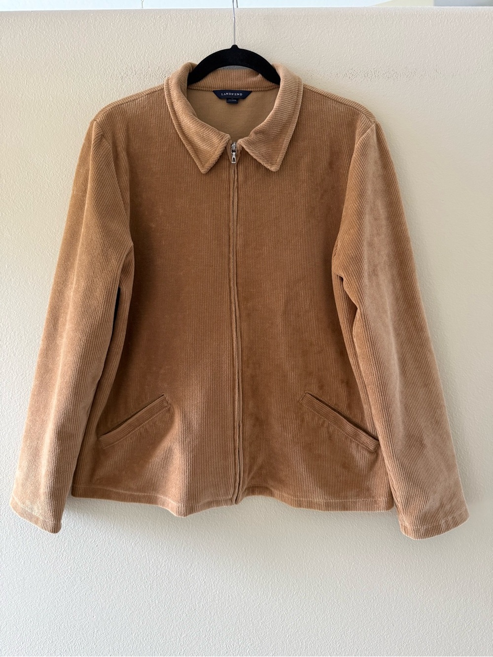 Lands' End Women’s Tan Corduroy Zip-Front Lightweight Jacket